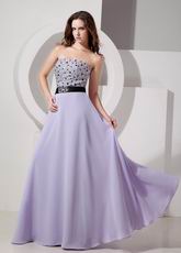 Strapless Lavender Chiffon Prom Dress With Crystals Decorate