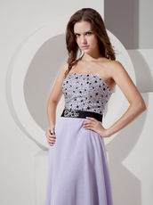 Strapless Lavender Chiffon Prom Dress With Crystals Decorate