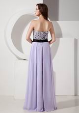 Strapless Lavender Chiffon Prom Dress With Crystals Decorate