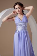 exy V-neck Open Back Design Lavender Dress To Prom Party