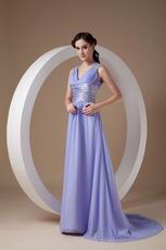 exy V-neck Open Back Design Lavender Dress To Prom Party