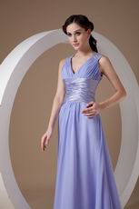 exy V-neck Open Back Design Lavender Dress To Prom Party