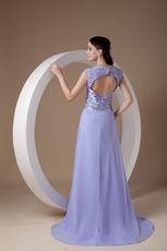 exy V-neck Open Back Design Lavender Dress To Prom Party