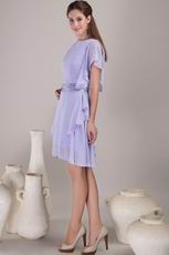 Mini-length Lavender Mother Of The Bride Dress With Sash