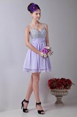 Spaghetti Straps Coloured Diamond Lavender Graduation Dress