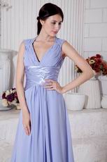 Not Expensive A-line Long Lavender Chiffon Skirt Prom Dress