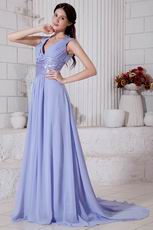 Not Expensive A-line Long Lavender Chiffon Skirt Prom Dress