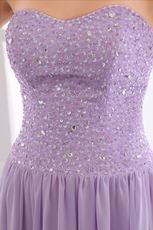 Elegant Beading Zip Lilac Chiffon Dress For 2014 Prom Party