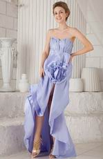 Lavender Asymmetrical Mermaid Prom Dress With Handmade Flower