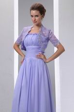 Spaghetti Straps Lavender Bridal Mother Dress With Lace Jacket