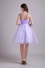 Lilac V-neck Knee-length Organza Cocktail Party Dress