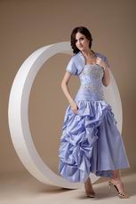 Strapless Ankle-length Lavender Quality Prom Dress With Jacket