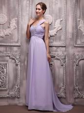 2014 Lavender Chiffon Prom Dress With One Shoulder Skirt