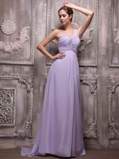 2014 Lavender Chiffon Prom Dress With One Shoulder Skirt