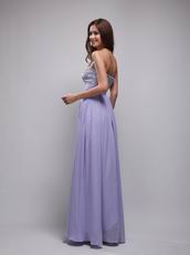 Strapless Lavender Chiffon Floor Length Evening Dress