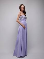 Strapless Lavender Chiffon Floor Length Evening Dress