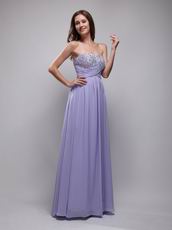 Strapless Lavender Chiffon Floor Length Evening Dress