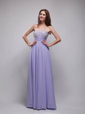 Strapless Lavender Chiffon Floor Length Evening Dress