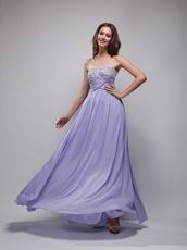 Strapless Lavender Chiffon Floor Length Evening Dress