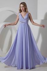 Beautiful V-Neck Empire Lavender Evening Dresses