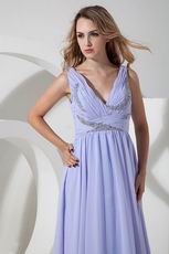 Beautiful V-Neck Empire Lavender Evening Dresses