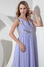 Beautiful V-Neck Empire Lavender Evening Dresses