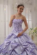 Strapless Lavender Embroidery Quinceanera Dress By Designer