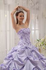 Strapless Lavender Embroidery Quinceanera Dress By Designer