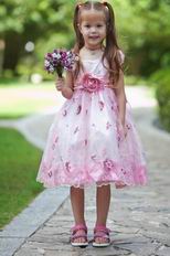 Lovely Scoop Embroidery Flower Ankle Length Flower Girl Dresses