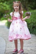 Lovely Scoop Embroidery Flower Ankle Length Flower Girl Dresses