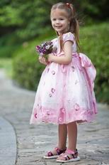 Lovely Scoop Embroidery Flower Ankle Length Flower Girl Dresses