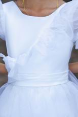 Cheap Scoop Short Knee Length White Organza Flower Girl Dress