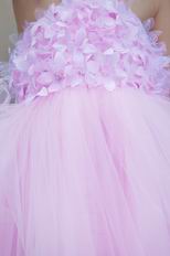 Lovely Halter Flowers Pink Net Toddler Flower Girl Dress