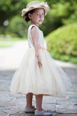 Wholesale Cute Square Champagne Infant Flower Girl Dress Shop