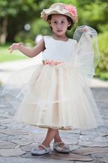 Wholesale Cute Square Champagne Infant Flower Girl Dress Shop