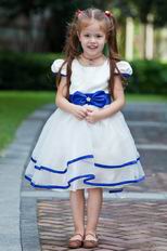 Vintage Scoop Short Sleeves Belt Organza Flower Girl Dresses On Sale