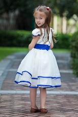 Vintage Scoop Short Sleeves Belt Organza Flower Girl Dresses On Sale