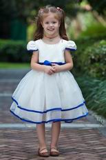 Vintage Scoop Short Sleeves Belt Organza Flower Girl Dresses On Sale