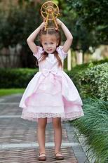 Low Price Scoop Appliques Bow Beading Pink Dress For Infant Flower Girl