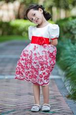 Unique Scoop Short Sleeves Stamp Flower Flower Girl Dresses