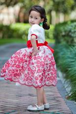 Unique Scoop Short Sleeves Stamp Flower Flower Girl Dresses