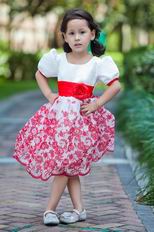 Unique Scoop Short Sleeves Stamp Flower Flower Girl Dresses