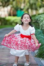 Unique Scoop Short Sleeves Stamp Flower Flower Girl Dresses