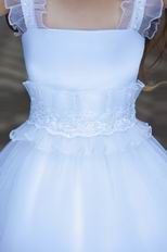 Vintage Straps A-line White Organza Flower Girl Dress For Sale