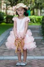 Cheap Scoop Neck Cap Sleeves Short Pink Infant Flower Girl Dress