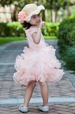 Cheap Scoop Neck Cap Sleeves Short Pink Infant Flower Girl Dress