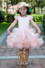 Cheap Scoop Neck Cap Sleeves Short Pink Infant Flower Girl Dress