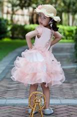 Cheap Scoop Neck Cap Sleeves Short Pink Infant Flower Girl Dress