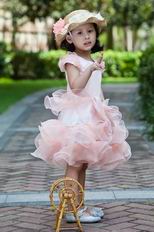 Cheap Scoop Neck Cap Sleeves Short Pink Infant Flower Girl Dress