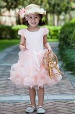 Cheap Scoop Neck Cap Sleeves Short Pink Infant Flower Girl Dress